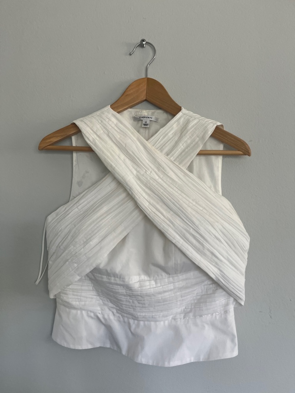 White Cross-Front Sleeveless Top